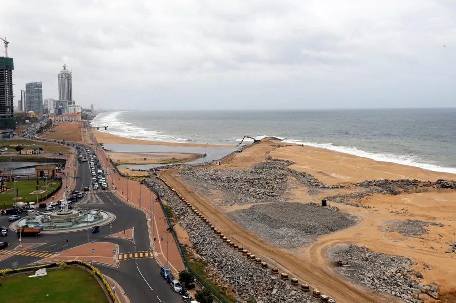 A general view of the “Colombo Port City” construction site, which is backed by Chinese investment, is seen in Colombo